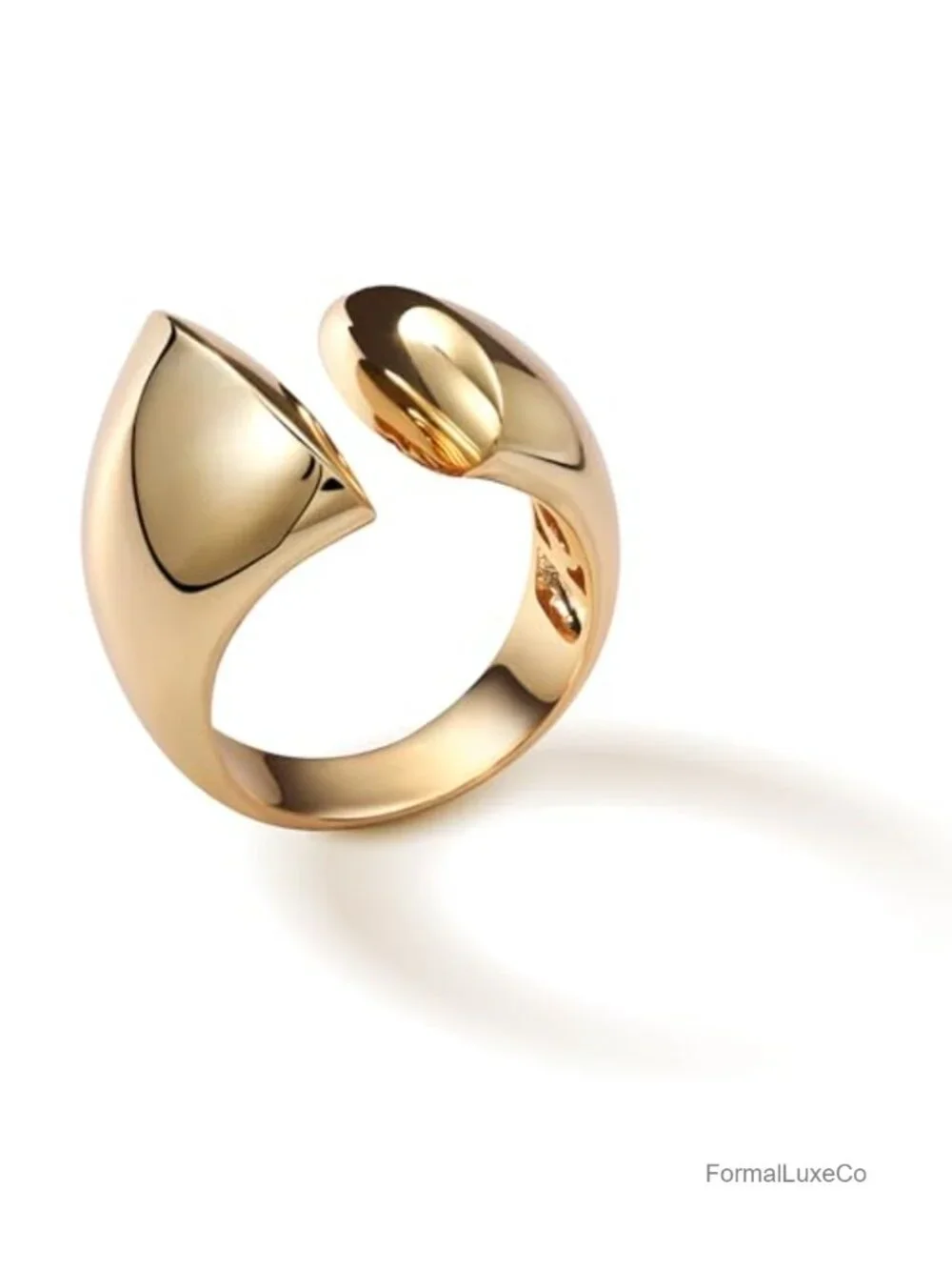 Chunky Dome Twisted Braided Band Ring 18K Gold Plated Cubic Zirconia Statement